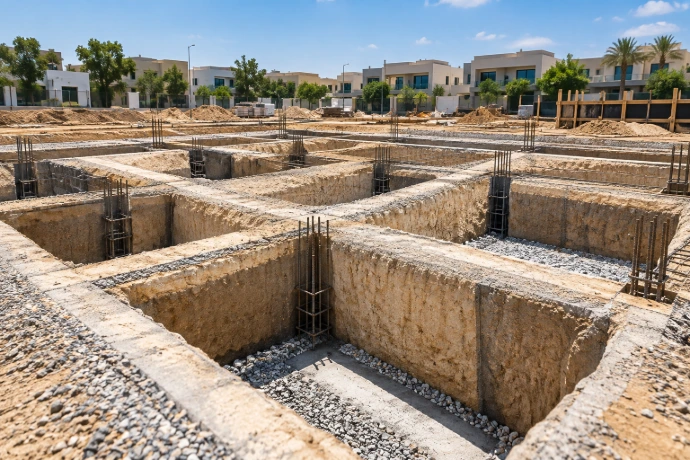 Foundation excavation work for a construction project in the UAE
