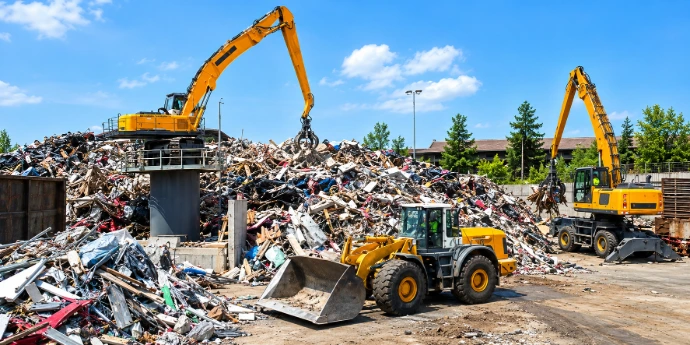 Construction waste removal equipment at a Dubai project site